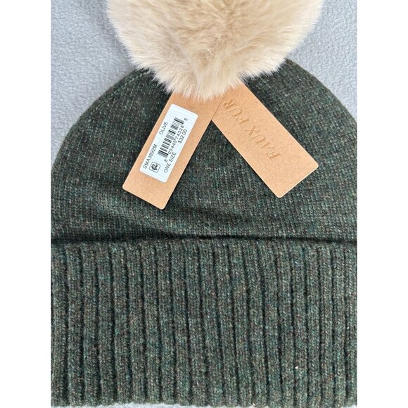 Steve Madden Women's Marled Knit Pom Pom Beanie One Size Green New With Tag's - Picture 3 of 6